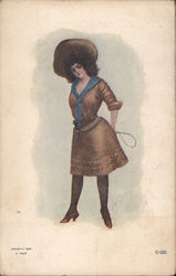 Woman holding whip Postcard