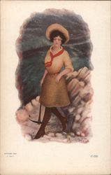 Woman holding pickaxe Postcard