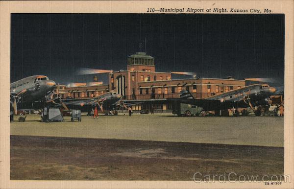 Municipal Airport at Night Kansas City Missouri