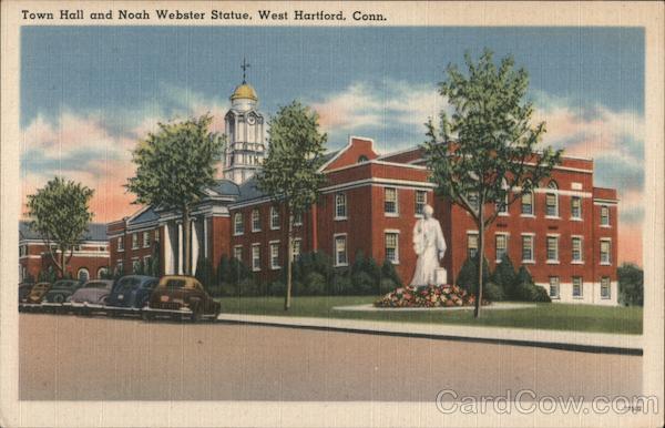 Town Hall and Noah Webster Statue West Hartford Connecticut
