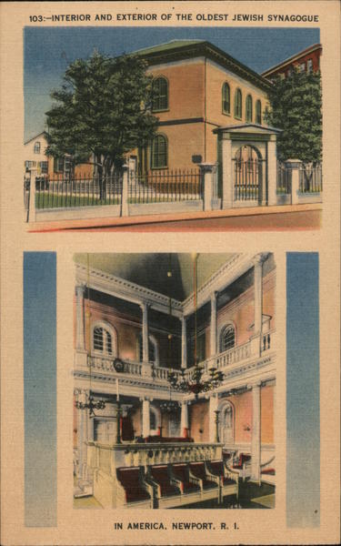 Interior and Exterior of the Oldest Jewish Synagogue Newport Rhode Island