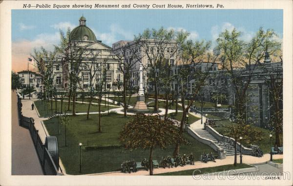 Public Square showing Monument and County Court House Norristown Pennsylvania