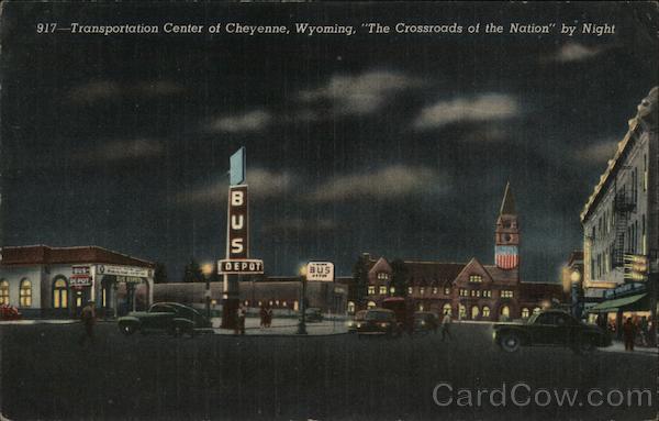 Crossroad of the Nation by Night Cheyenne Wyoming