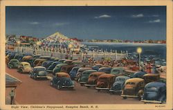 Night View, Children's Playground Hampton Beach, NH Postcard Postcard Postcard