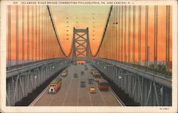 Delaware River Bridge Connecting Philadelphia, PA and Camden NJ Pennsylvania Postcard Postcard Postcard