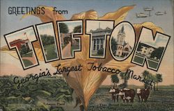 Greetings from Tifton, Georgia's Largest Tobacco Market Postcard Postcard Postcard