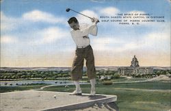 "Spirit of Pierre" South Dakota State Capitol in Distance, Golf Course of Pierre Country Club Postcard