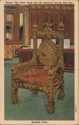 Charter Oak Chair, Made from the Historical Charter Oak Tree Postcard
