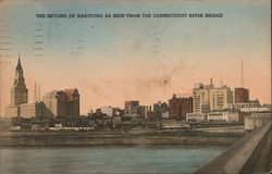 Skyline of Hartford from the Connecticut River Bridge Postcard