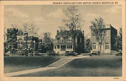 Masonic Temple and First Baptist Church Postcard