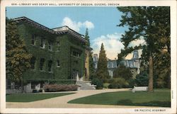 Library and Deady Hall, University of Oregon Postcard