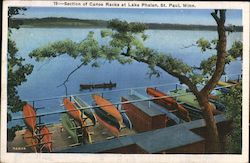 Section of Canoe Racks at Lake Phalen Postcard