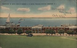 Barracks "B" Harbor View, U.S. Naval Training Station Postcard