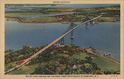 Mount Hope Bridge on the Road from Providence to Newport R.I. Rhode Island Postcard Postcard Postcard