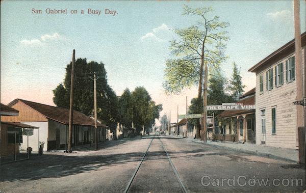 Town Street on a Busy Day San Gabriel California