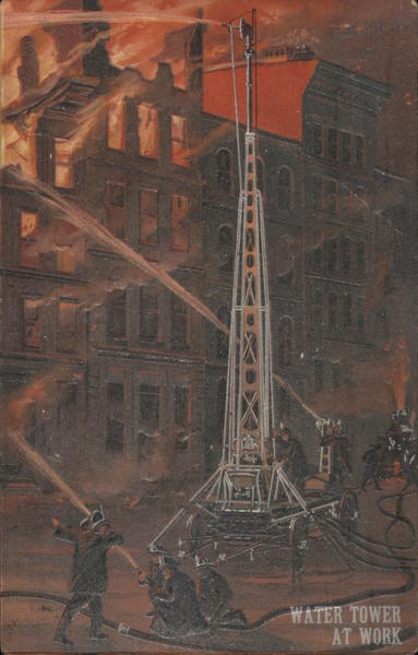 Water Tower at Work, Embossed Firemen