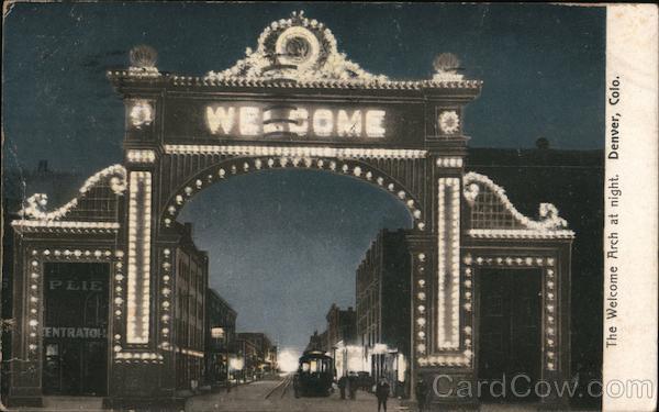 The Welcome Arch at Night Denver Colorado
