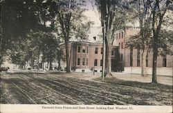 Vermont State Prison and State Street, Looking East Windsor, VT Postcard Postcard Postcard