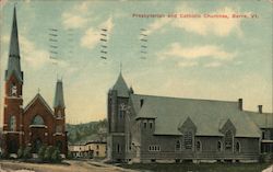 Presbyterian and Catholic Churches Postcard