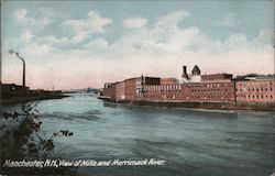 View of Mills and Merrimack River Postcard