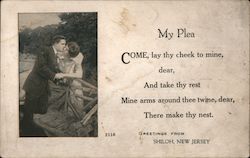 Couple Kissing, Greetings From Shiloh New Jersey Postcard Postcard Postcard