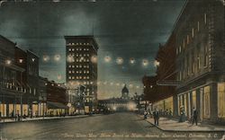 "Great White Way" Main Street at Night, Showing State Capitol Columbia, SC Postcard Postcard Postcard
