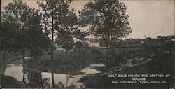 Golf Club House and Section of Course Postcard