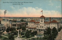 Bird's Eye View of City Park and Windsor Hotel Postcard