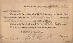 Regular Drill Meeting Announcement Card South Bend, IN Postcard Postcard Postcard