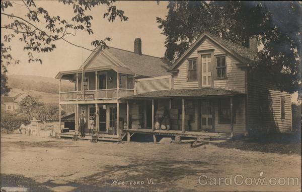 Two Children Standing in Front of General Store Westford Vermont