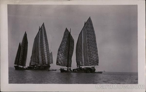 Southeast Asian Boats on Water Chinese Junks Boats, Ships