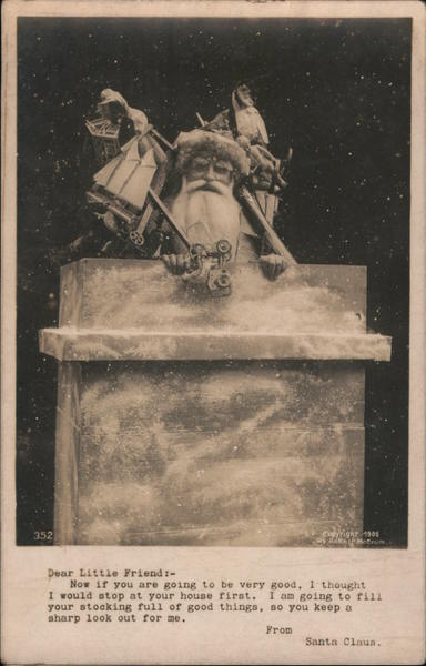 Santa emerging from chimney Santa Claus