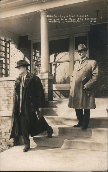 Billy Sunday & Fred Fischer Hurrying to a Noon Day Business Meeting Danville Illinois