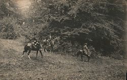 Reenactment Actors on Horses Postcard