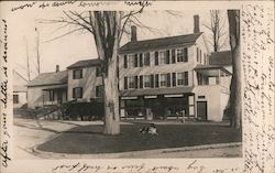 Dog on Front Lawn of Inn, General Store, Post Office Postcard