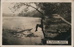 A Hungry Musky - Large Fish After Fisherman Exaggeration Postcard Postcard Postcard