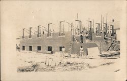 Brick Building Under Construction Postcard