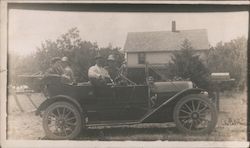 Family in Old Touring Car Postcard