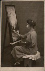 Portrait of Woman Painting Postcard