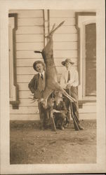 Three Hunters With Deer, 1919 Postcard