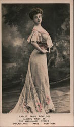 Woman Posing in Dress, The Wanamaker Stores Postcard
