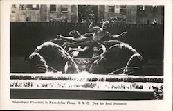Prometheus Fountain in Rockefeller Plaza Postcard