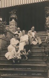 Billy Sunday and Family at Home Postcard