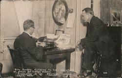 Billy Sunday Dictating to His Secretary an Article for Coltier's Weekly Postcard