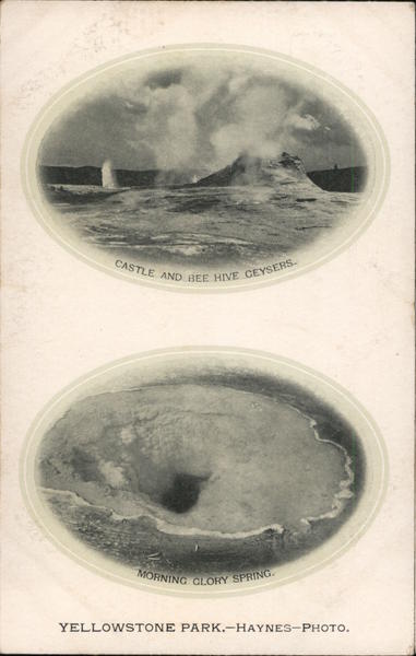 Castle and Bee Hive Geysers, Morning Glory Spring, Yellowstone Park