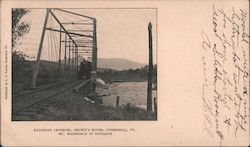 Railroad Crossing, Brown's River, Mt. Mansfield in Distance Postcard