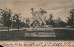 The Cow-Boy Statue; City Park Postcard
