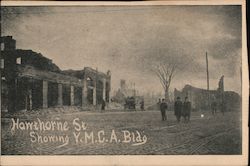 Hawthorne Street After Fire Showing YMCA Building Postcard