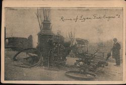 Ruins of Lynn Fire Engine #1 Postcard