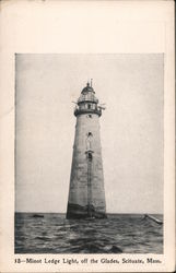 Minot Ledge Light, off the Glades Scituate, MA Postcard Postcard Postcard